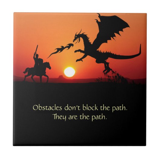 Dragon vs Knight Inspirerend Motivatie Tegeltje (Voorkant)