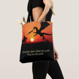 Dragon vs Knight Inspirerend Motivatie Tote Bag