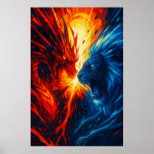 Dragon vs Lion Wall Art – Fire and Ice Clash Poster (Voorkant)