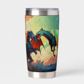 Dragon vs Pegasus - Fantasy Art Geïsoleerde Drinkbeker (Achterkant)