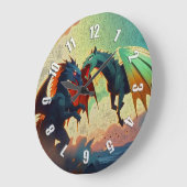 Dragon vs Pegasus - Fantasy Art Grote Klok (Hoek)