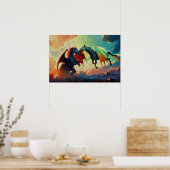 Dragon vs Pegasus - Fantasy Art Poster (Keuken)