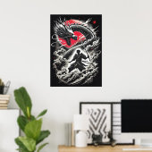 Dragon vs Samurai Warrior - Japanese Tattoo Poster (Thuiskantoor)
