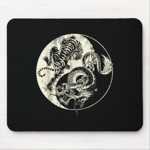 Dragon vs Tiger Tattoo! Yin en Yang Beast vechten Muismat