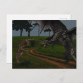Dragon vs Werewolf Fantasy Briefkaart (Voorkant / Achterkant)