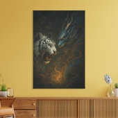 Dragon vs White Tiger – Mystical Fantasy Wall Art  Canvas Afdruk (Insitu (Woonkamer))