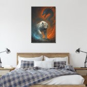 Dragon vs White Tiger – Mystical Fantasy Wall Art  Canvas Afdruk (Insitu (Slaapkamer))