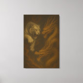 Dragon vs White Tiger – Mystical Fantasy Wall Art Canvas Afdruk (Voorkant)