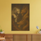 Dragon vs White Tiger – Mystical Fantasy Wall Art Canvas Afdruk (Insitu (Woonkamer))