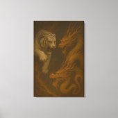 Dragon vs White Tiger – Mystical Fantasy Wall Art Canvas Afdruk (Voorkant)