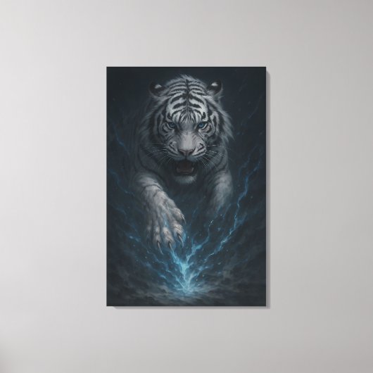Dragon vs White Tiger – Mystical Fantasy Wall Art Canvas Afdruk (Voorkant)