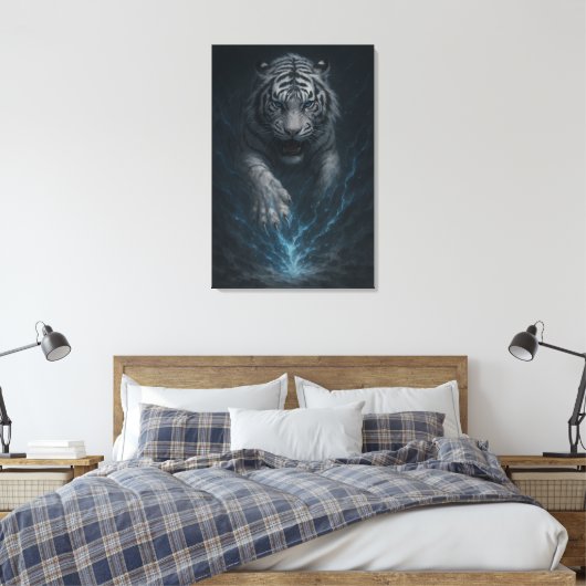 Dragon vs White Tiger – Mystical Fantasy Wall Art  Canvas Afdruk (Insitu (Slaapkamer))