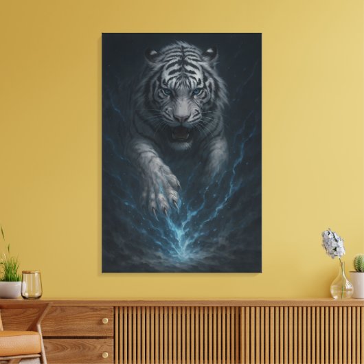 Dragon vs White Tiger – Mystical Fantasy Wall Art  Canvas Afdruk (Insitu (Woonkamer))