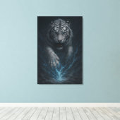 Dragon vs White Tiger – Mystical Fantasy Wall Art Canvas Afdruk (Insitu (Houten vloer))