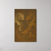 Dragon vs White Tiger – Mystical Fantasy Wall Art Canvas Afdruk (Voorkant)