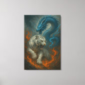 Dragon vs White Tiger – Mystical Fantasy Wall Art Canvas Afdruk (Voorkant)