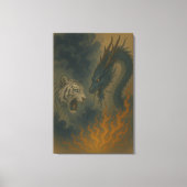 Dragon vs White Tiger – Mystical Fantasy Wall Art Canvas Afdruk (Voorkant)