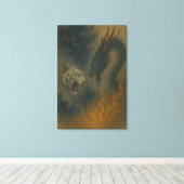 Dragon vs White Tiger – Mystical Fantasy Wall Art Canvas Afdruk (Insitu (Houten vloer))