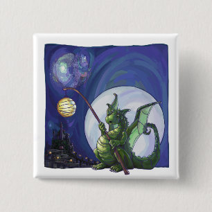 Dragon Watch Art Vierkante Button 5,1 Cm