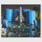 Dragon Watching Space Shuttle gelanceerd Cadeaupapier (Vlak)