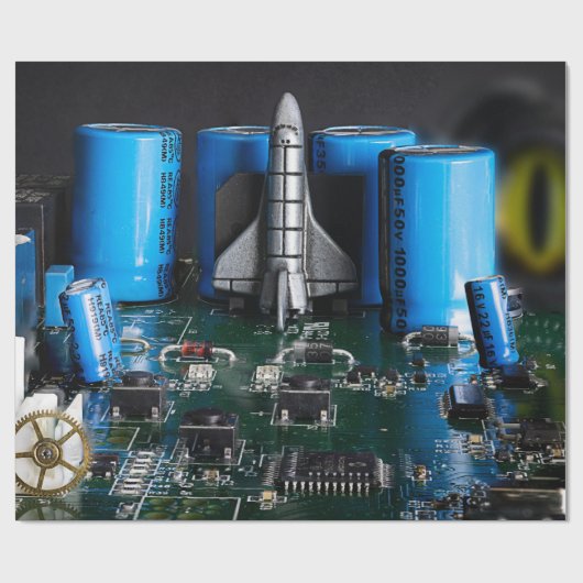 Dragon Watching Space Shuttle gelanceerd Cadeaupapier (Vlak)