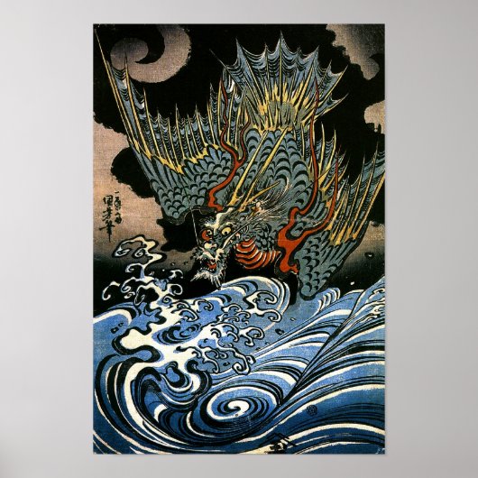 Dragon & Water Spirit Kuniyoshi Poster (Voorkant)