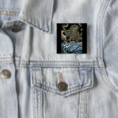 Dragon & Water Spirit Kuniyoshi Vierkante Button 5,1 Cm (In situ)