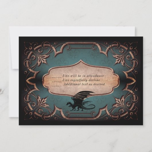 Dragon Wedding Medieval Gothic Throne RSVP Kaart (Achterkant)