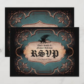 Dragon Wedding Medieval Gothic  Throne RSVP Kaart (Voorkant / Achterkant)
