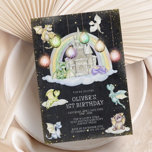 Dragon Whimsical magisch verjaardagsfeestje Kaart