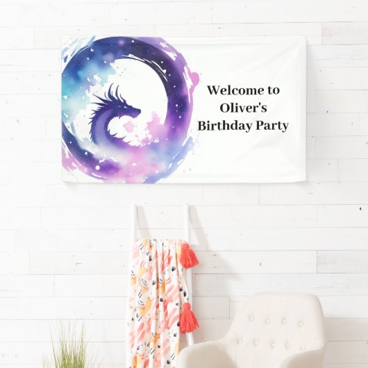 Dragon Whimsy Wonderland Verjaardagsbanner Spandoek (Insitu)