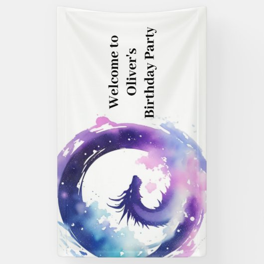 Dragon Whimsy Wonderland Verjaardagsbanner Spandoek (Verticaal)