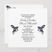 Dragon White Fantasy Wedding Theme Uitnodiging (Voorkant / Achterkant)