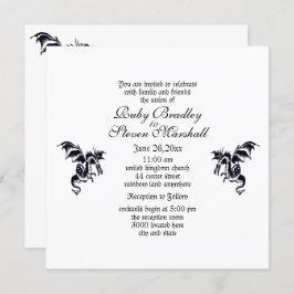 Dragon White Fantasy Wedding Theme Uitnodiging
