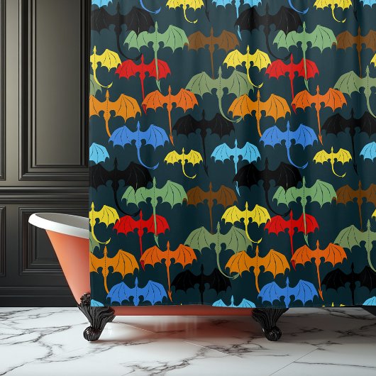 Dragon Wing Blue Flight Fantasy Douchegordijn