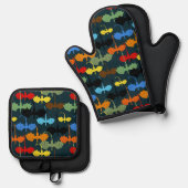 Dragon Wing Blue Flight Fantasy Ovenwant & Pannenlap Set (Voorkant / Achterkant)