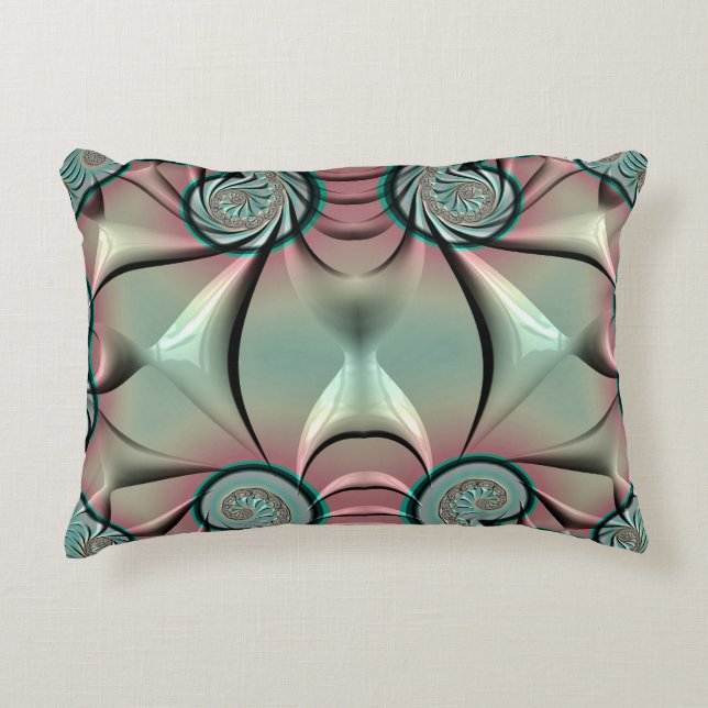 ~DRAGON WINGS Green Pink ~ Fractal Design ~ Accent Kussen (Voorkant)