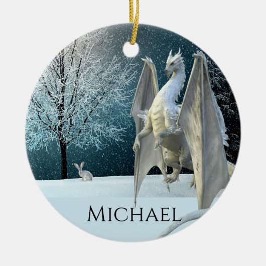 Dragon Winter Ice Crystals Snow Kerstmis Keramisch Ornament (Voorkant)