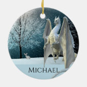 Dragon Winter Ice Crystals Snow Kerstmis Keramisch Ornament (Achterkant)