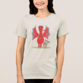 Dragon with Red Roses Tri-Blend Shirt (Voorkant)