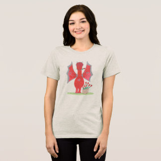 Dragon with Red Roses Tri-Blend Shirt