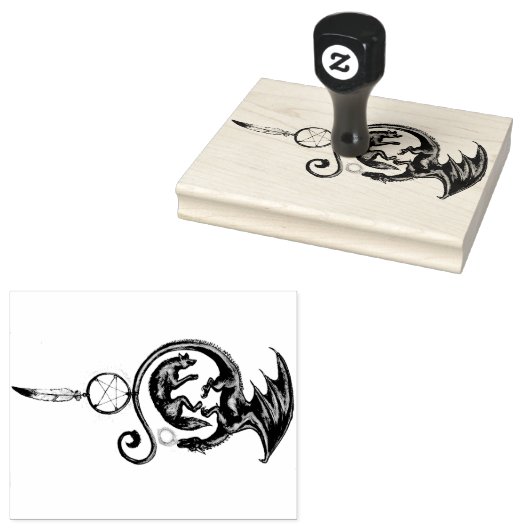 Dragon Wolf Pentagram Dreamcatcher Scrapbooking Rubberstempel (Gestempeld)