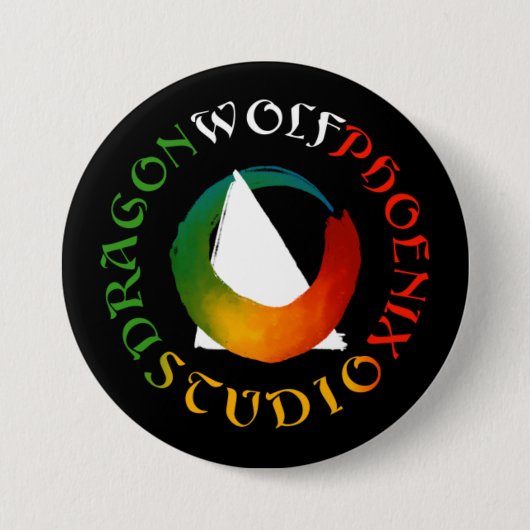 Dragon Wolf Phoenix Studio Knop Ronde Button 7,6 Cm (Voorkant)
