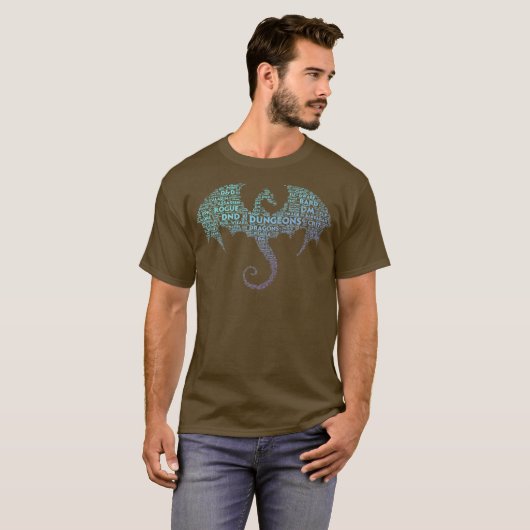 Dragon Word Art Dungeon Crawler RPG DM Gaming T-shirt (Voorkant volledig)