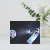 Dragon XL ruimtevaartuig met planeet Aarde op afst Briefkaart (Staand voorkant)