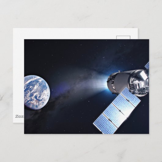 Dragon XL ruimtevaartuig met planeet Aarde op afst Briefkaart (Voorkant / Achterkant)