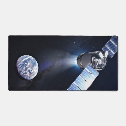 Dragon XL ruimtevaartuig met planeet Aarde op afst Bureaumat (Voorkant)