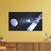 Dragon XL ruimtevaartuig met planeet Aarde op afst Canvas Afdruk (Insitu (Woonkamer))