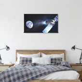Dragon XL ruimtevaartuig met planeet Aarde op afst Canvas Afdruk (Insitu (Slaapkamer))