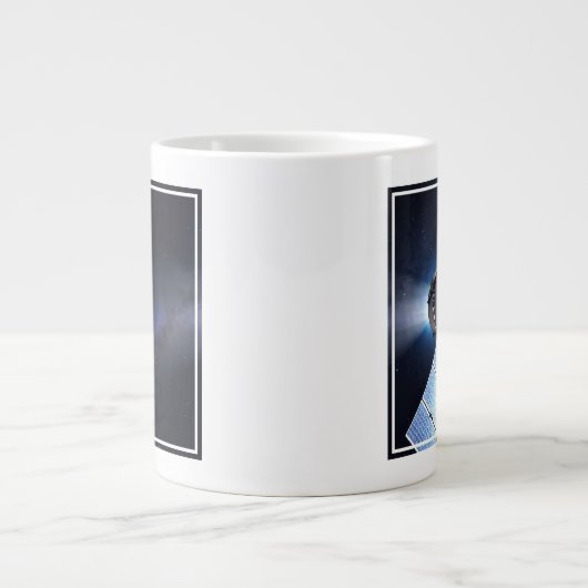 Dragon XL ruimtevaartuig met planeet Aarde op afst Grote Koffiekop (Voorkant)